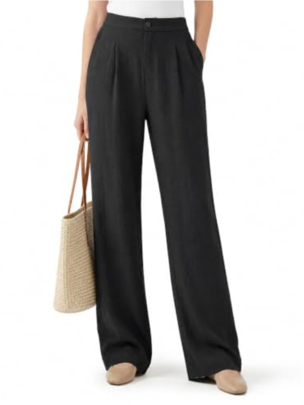 Linen Pants Women Tall 30/32/34 Inseam Wide Leg Palazzo Dress Pants Work